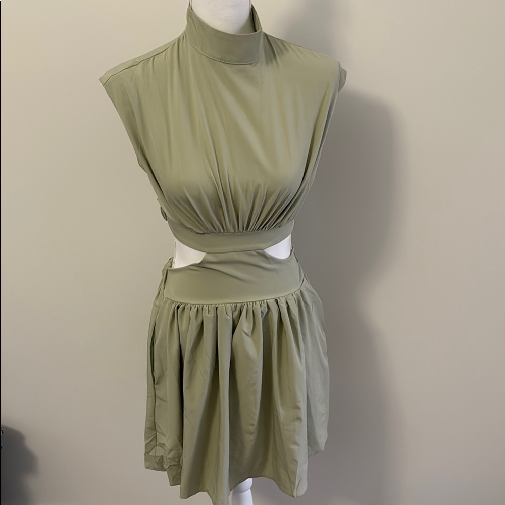 Olive Green Cutout Dress